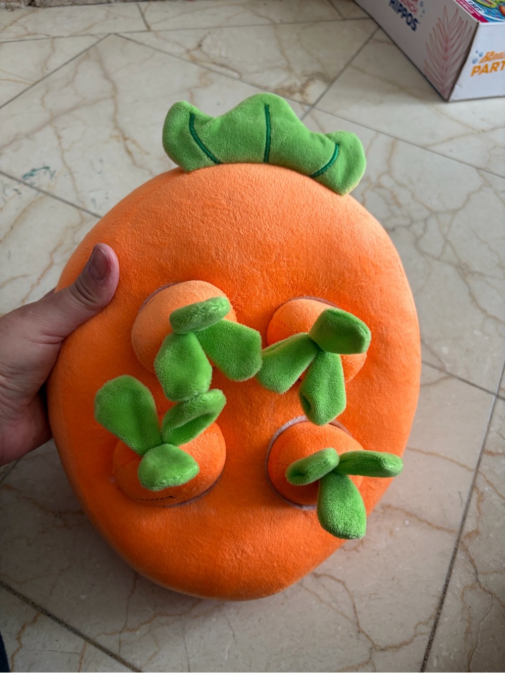 Interactive Orange & Green Plush Puzzle Dog Toy
